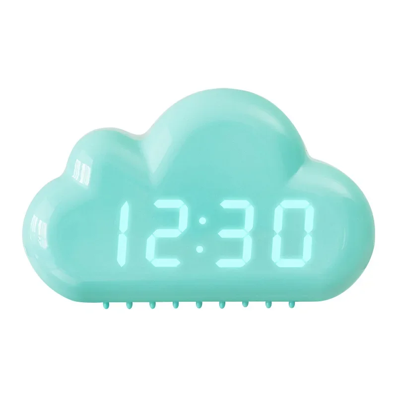 Kawaii Clocks Clouds Alarm Clock Voice Control Led Clocks Bedside Snooze Electronic Clock Calendar Table Clock Digital Clockes