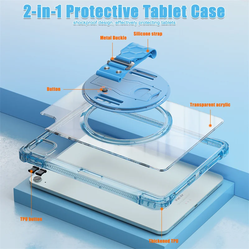 Universal Protective Tablet Case with Hand Strap for iPad and Large Tablets