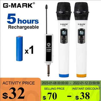 무선 마이크 G-MARK X120V 녹음 가라오케 동적 핸드 헬드 마이크 리튬 배터리 교회 파티 쇼 회의 무대