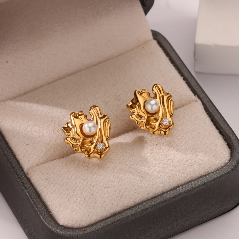 Imitation Pearl Earrings Jewelry For Women Stainless Steel
