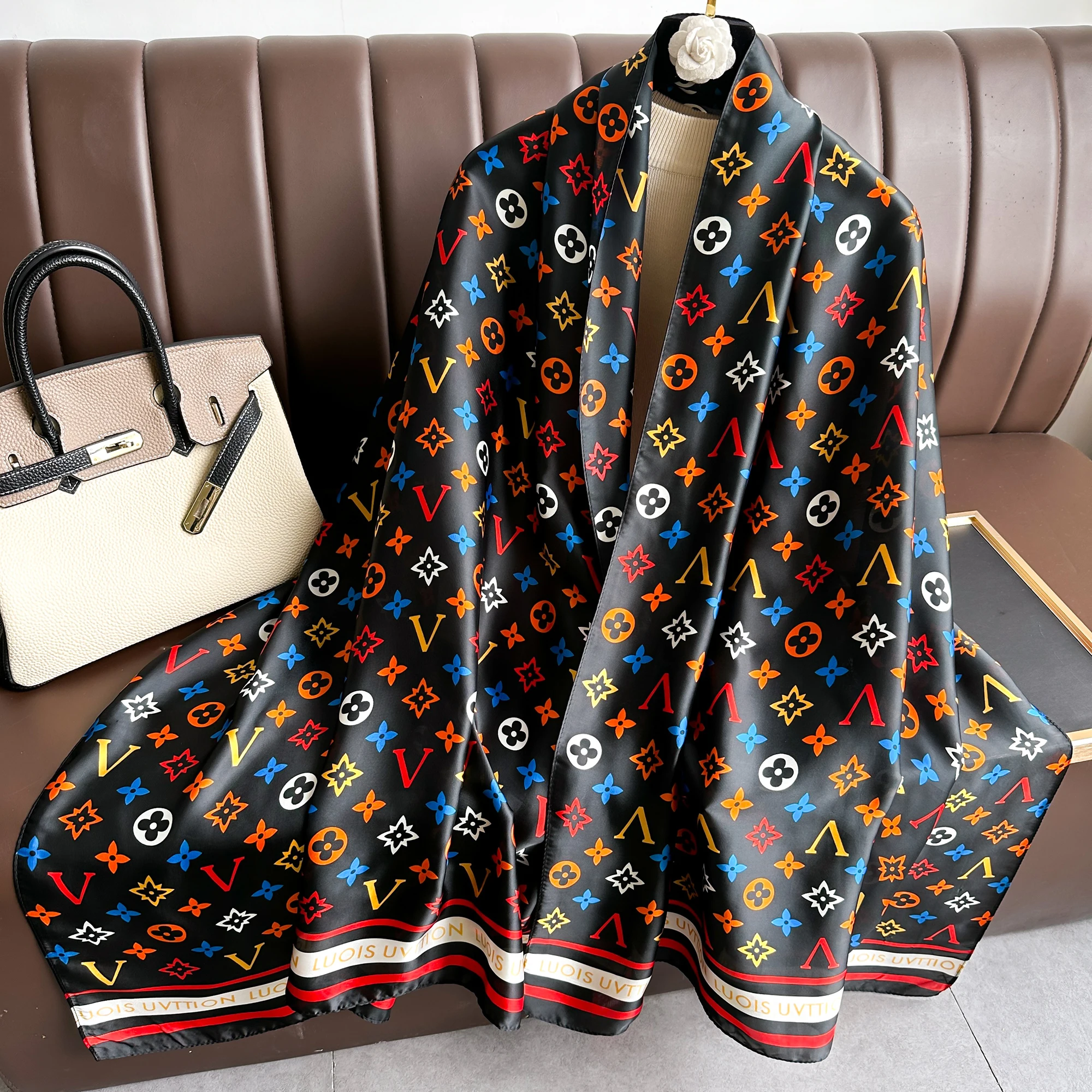 

Fashion Silk Scarf Women Shawl Air Conditioning Scarves In The Spring And Autumn Sun Protection Hijabs Holiday 2024 New