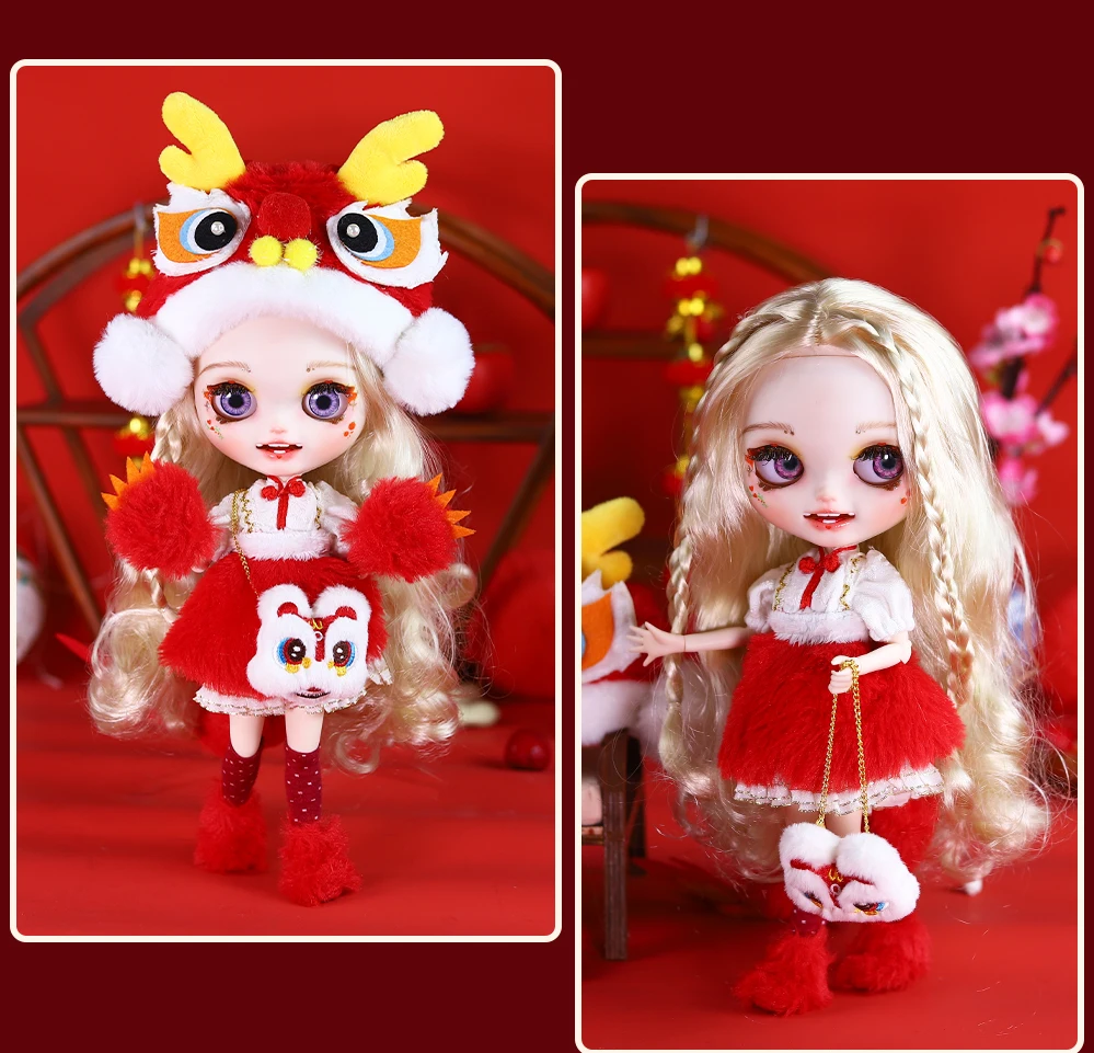 Hannah - Premium Custom Neo Blythe Dukke med blond hår, hvid hud og mat smilende ansigt 8