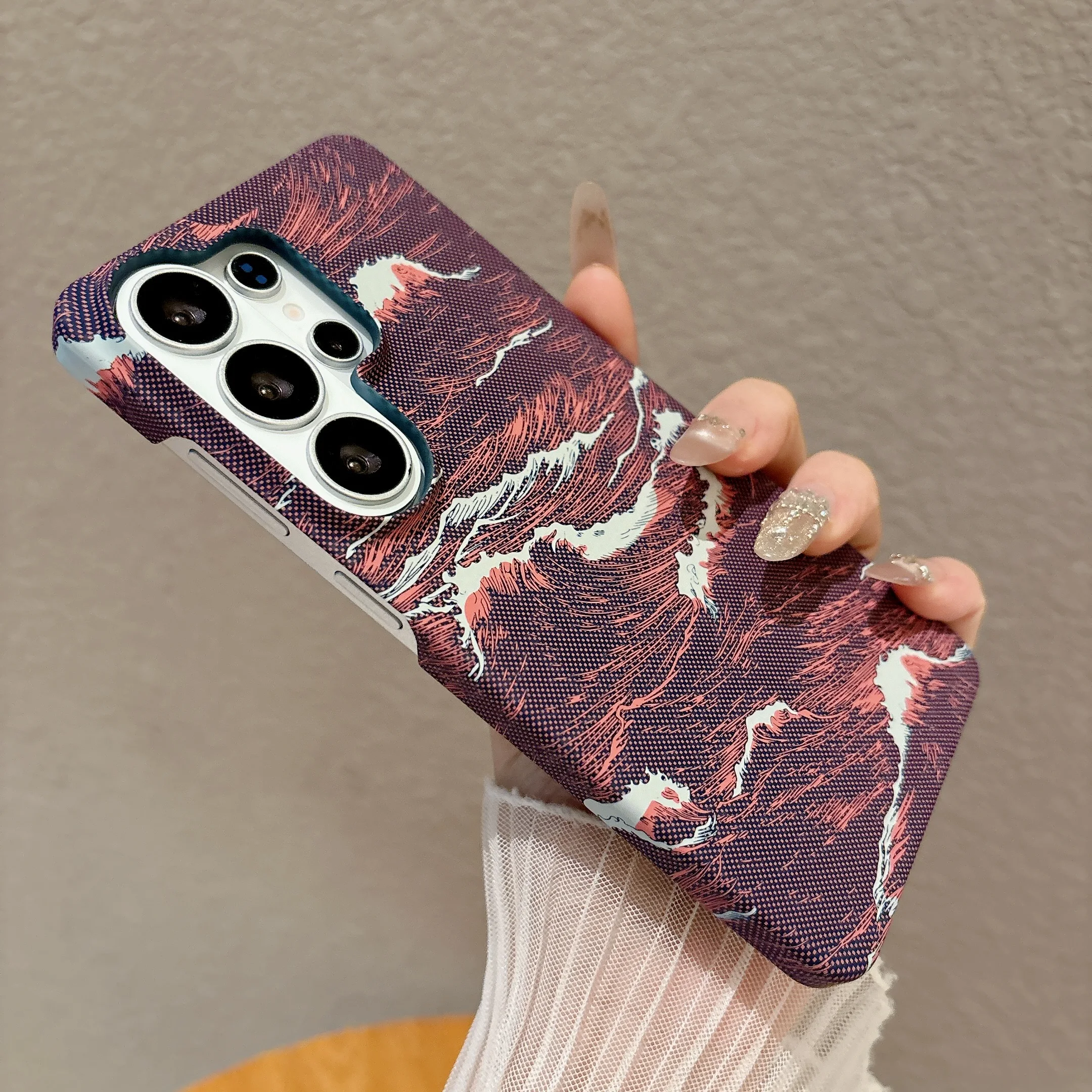 Magnetic Carbon Fiber Pattern Frameless Slim Bumper Case with Hard Matte Finish