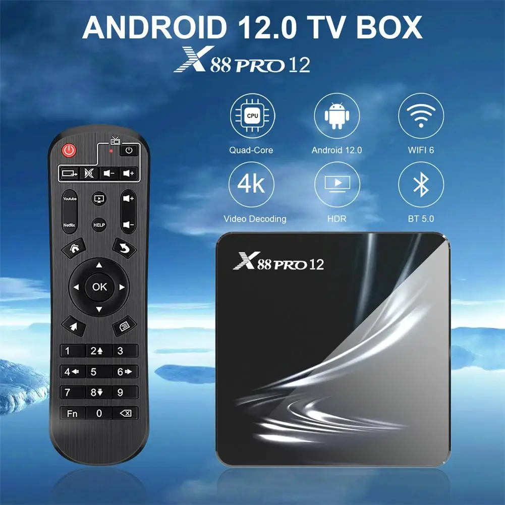 

ТВ-приставка X88 Pro 12 TV Ultra HD 4k Android 9. 0 12,0G и 5G двухдиапазонный Wifi6 16 ГБ 32 ГБ 64 ГБ Rk3318 телеприставка медиаплеер Смарт ТВ-приставка