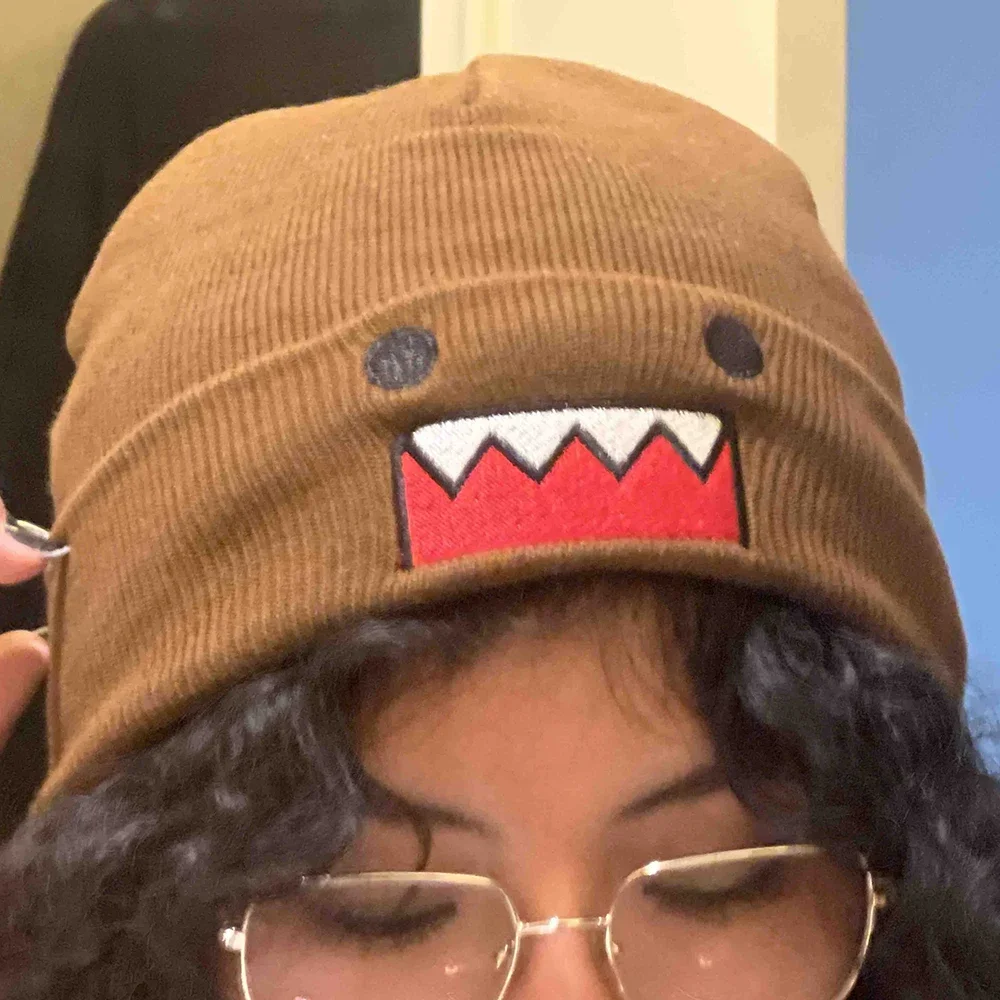Domo Kun Cartoon Embroidered Knitted Hat Autumn Winter Outdoor Warm Windproof Hip Hop Casual Trendy Style for Men Women