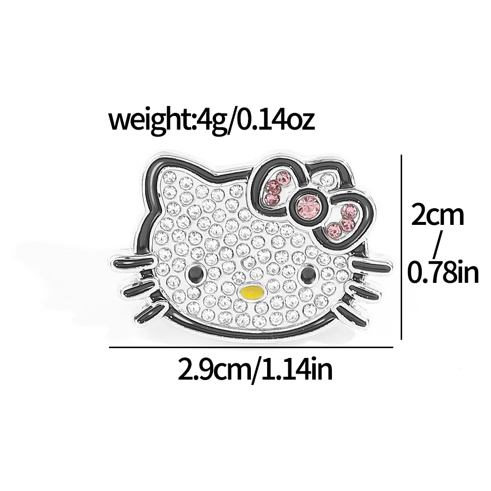 Cartoon-Tierbrosche, elegante Strass-Hello-Kitty-Anstecknadel, stilvolles Katzen-Metallabzeichen, tragbar als Schmuckstück, Geburtstagsgeschenk.