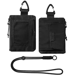 Compact RFID Blocking Minimalist Wallet with Keychain and ID Window (Black)
