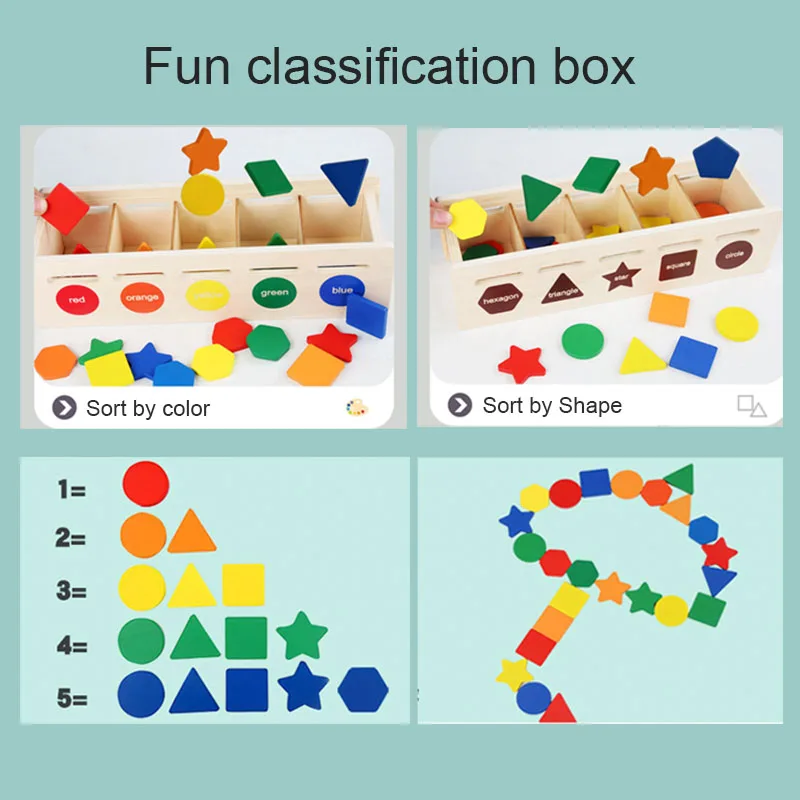 Wooden Shape Matching Puzzle Game - Montessori Learning Toy With 36 Blocks & 10 Cards For Toddlers
