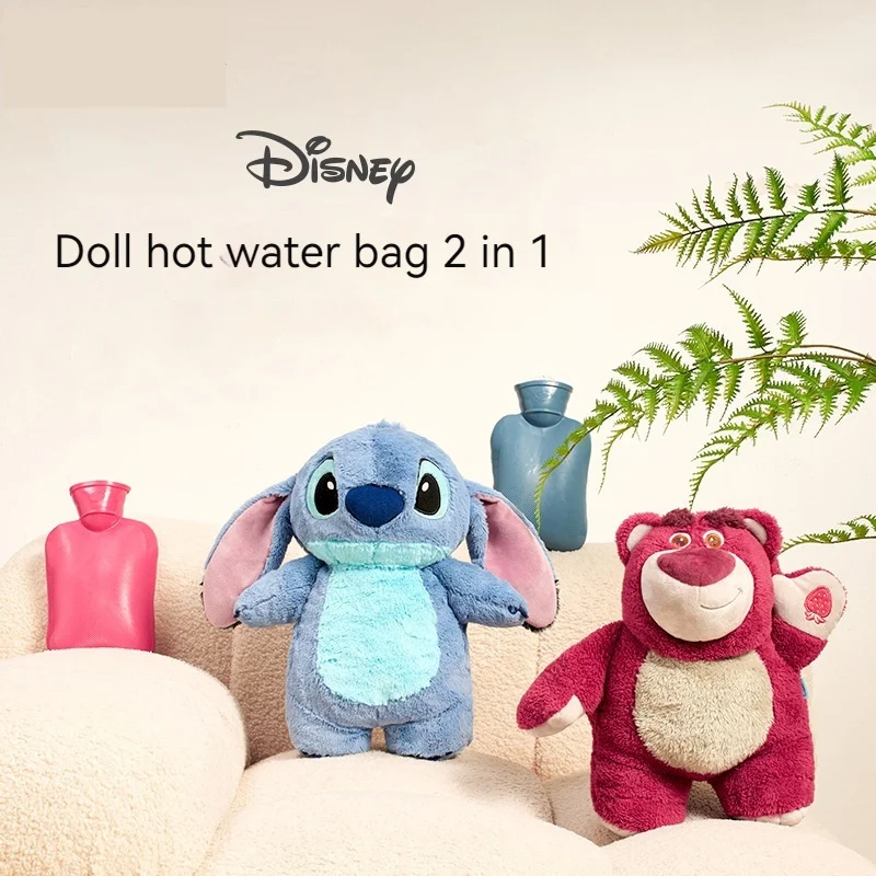 

New Disney Stitch Plush Hand Warm Bottle Soft Kawaii Angel Lotso Winter Portable Hot Water Bottles Student Christmas Gift