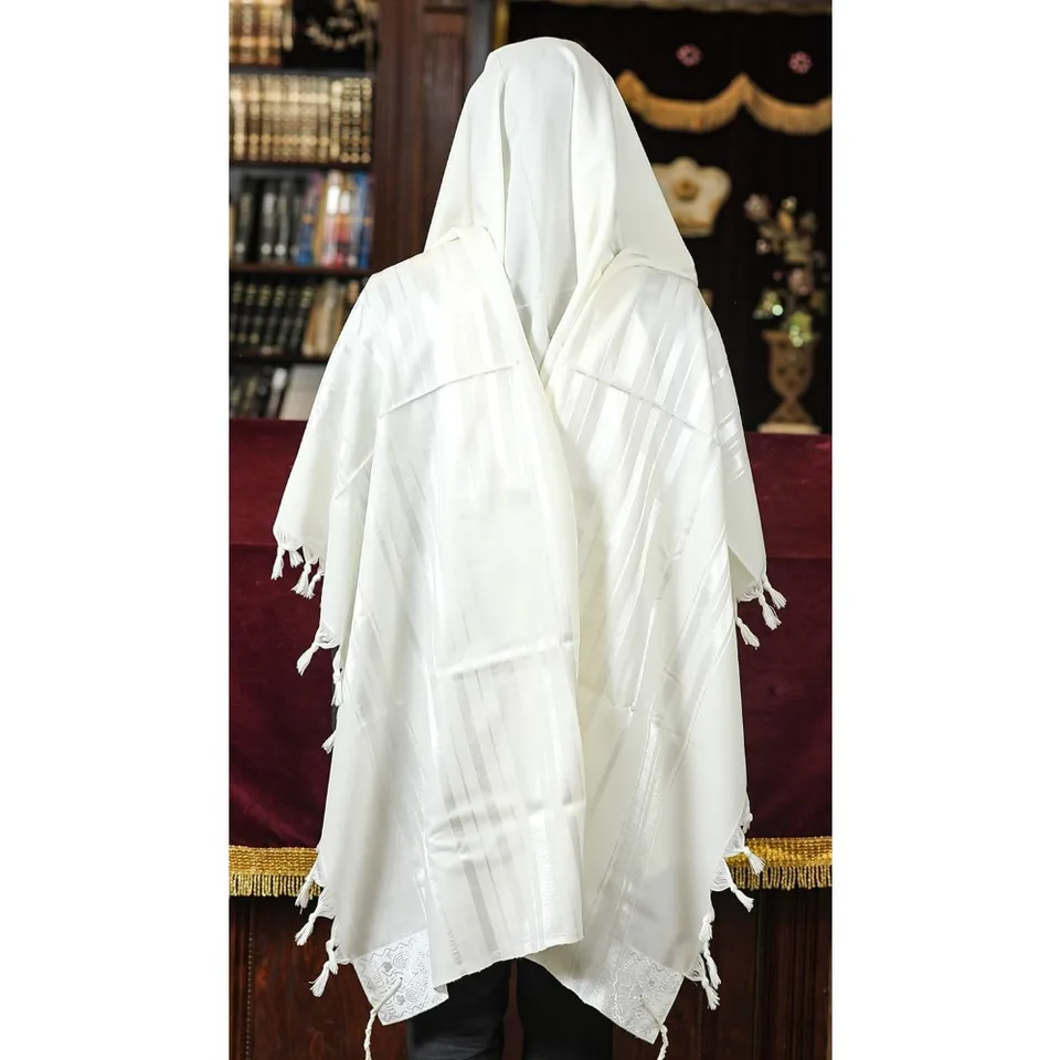 Kosher Wool Men's Tallit Gadol for Prayer