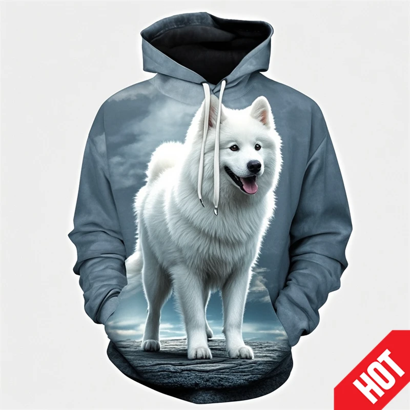 thumbnail image 1 of Sudadera con capucha con estampado 3D de anime samoyedo para hombre y mujer, divertida, informal, de moda urbana, para niños y niñas, 1 of 5