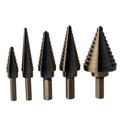 Jeu de forets étagés en Cobalt à trous multiples, boîtier en aluminium, outil de perçage pour métal, bois, cône, 5 pièces 