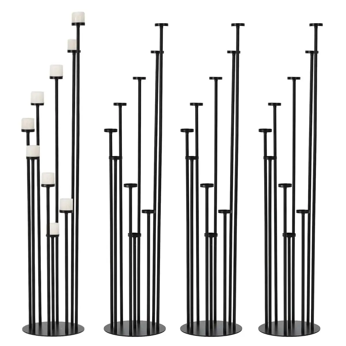 Candelabro Da Pavimento A 9 Bracci Nero - Portacandele In Ferro Per Matrimoni, Compleanni, Decorazione - Foto 2