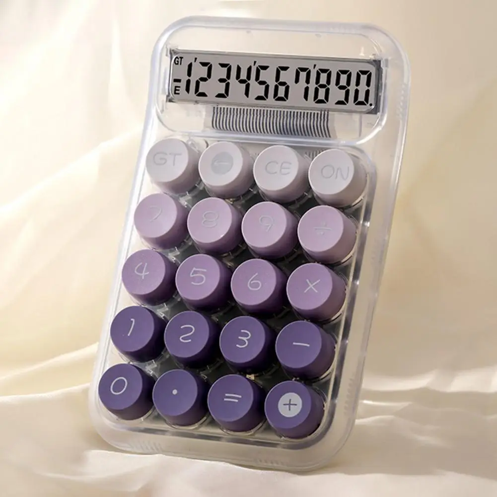 آلة حاسبة سطح المكتب بألوان متدرجة ، لطيفة ، شاشة LCD كبيرة 12 رقمًا ، زر دائري ، لوحة مفاتيح ميكانيكية ، مكتب ، سطح مكتب ، كونترتوب