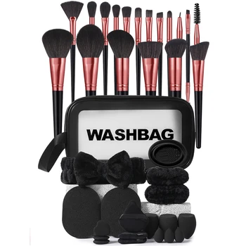 37PCS Makeup Tools:18PCS Makeup brush set+1PC cosmetic bag+6PCS Makeup Tools+9PCS Makeup Sponges+3PCS Powder Puffs 1