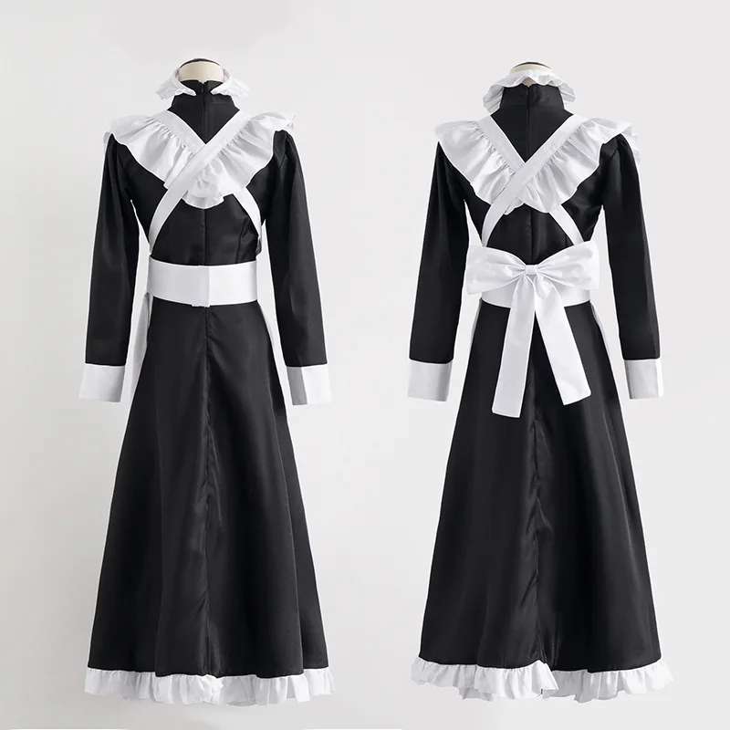 

Halloween British Plus Size Black White Lolita Lingerie Dress Cosplay Costumes Maid Outfits Apron Maid Role Play Long Dress