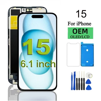 Display LCD Incell per iPhone 15, Schermo Touch con Digitalizzatore, Assemblaggio per iPhone 15 A3090 A2846 A3089 A3092, Ricambio LCD