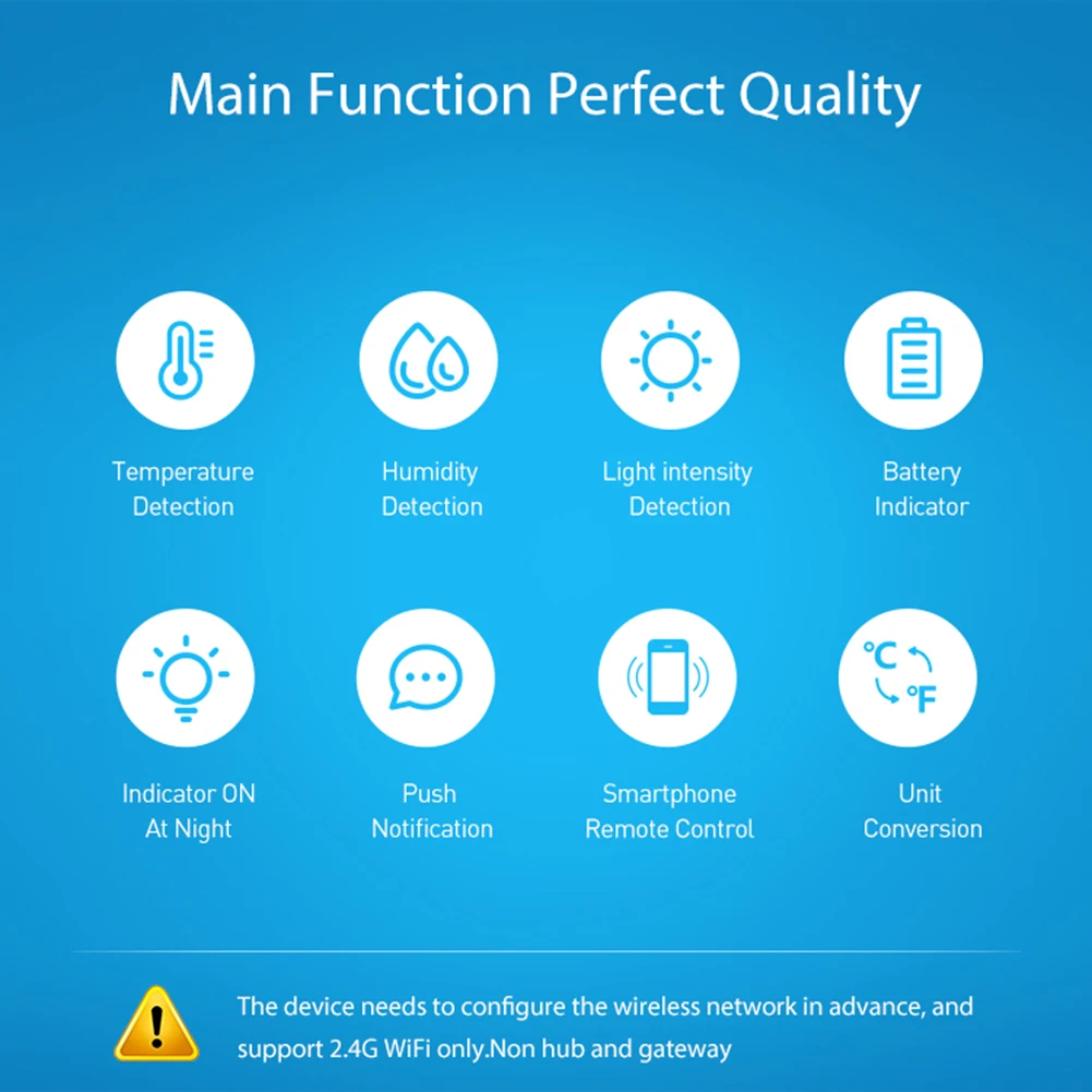 LCD Display Wifi Temperature Humidity Brightness Sensor 3 in 1 Hygrometer Thermometer Large Illumination Sensors for Smart Home