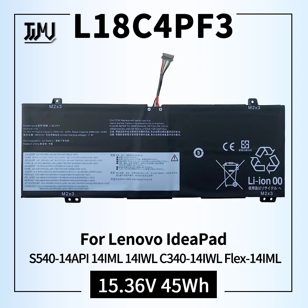 Аккумулятор для ноутбука L18C4PF3, совместим с Lenovo IdeaPad C340-14API S540-14IWL L18M4PF4 L18M4PF3 L18C4PF4 15,36 V 45Wh