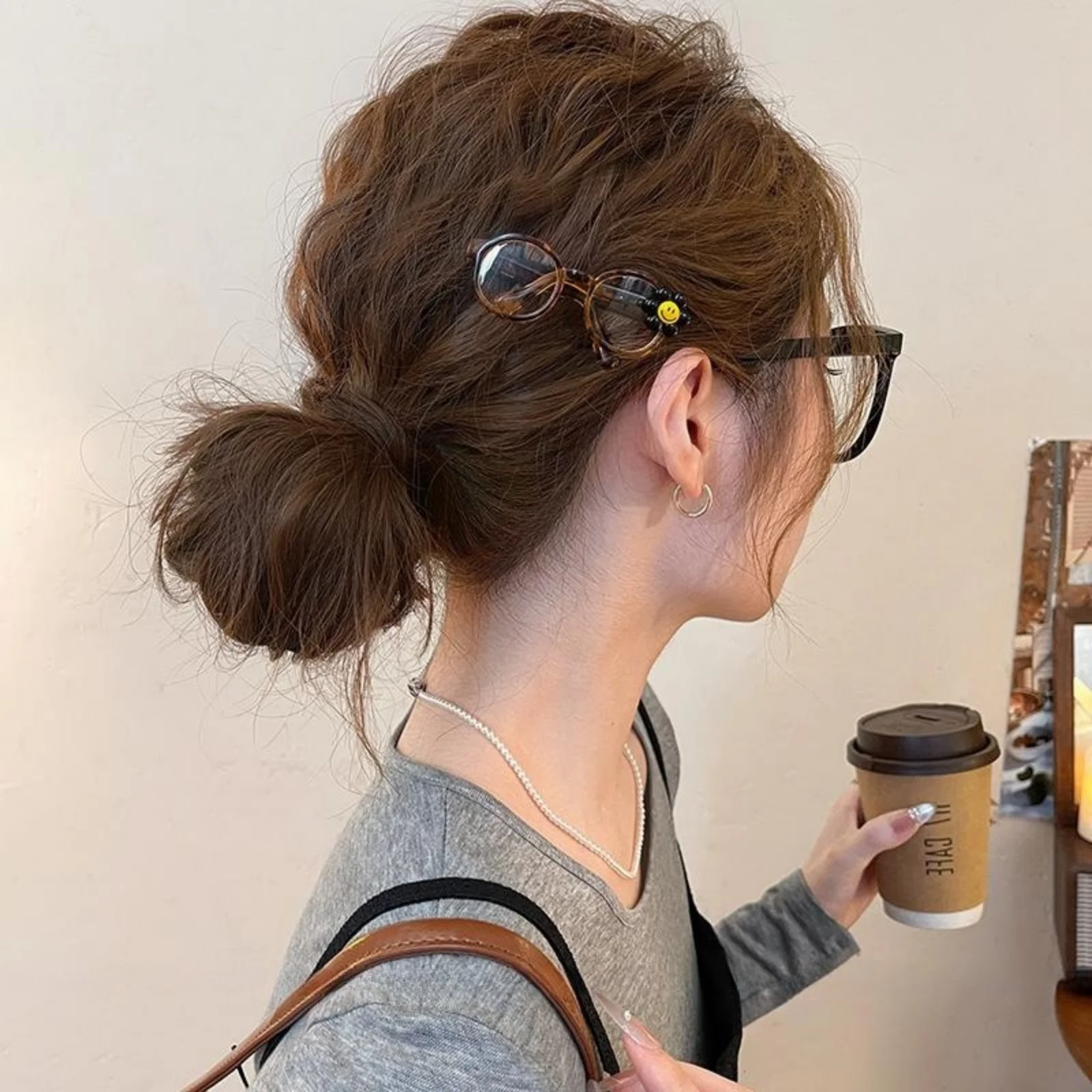 1PC  Cute Mini Glasses Hair Clips with Smile Face, Trendy Hair Accessories for Women, Unique Hair Decor