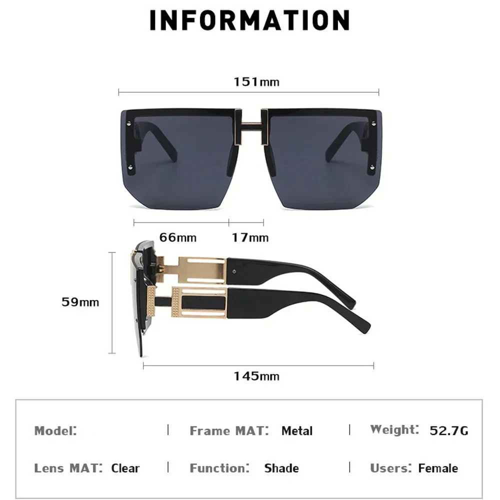 Rimless Square Sunglasses Women 2024 Luxury Brand Designer Vintage Frameless Sun Glasses For Men Fashion Flat Top Shades Eyewear - Image 6