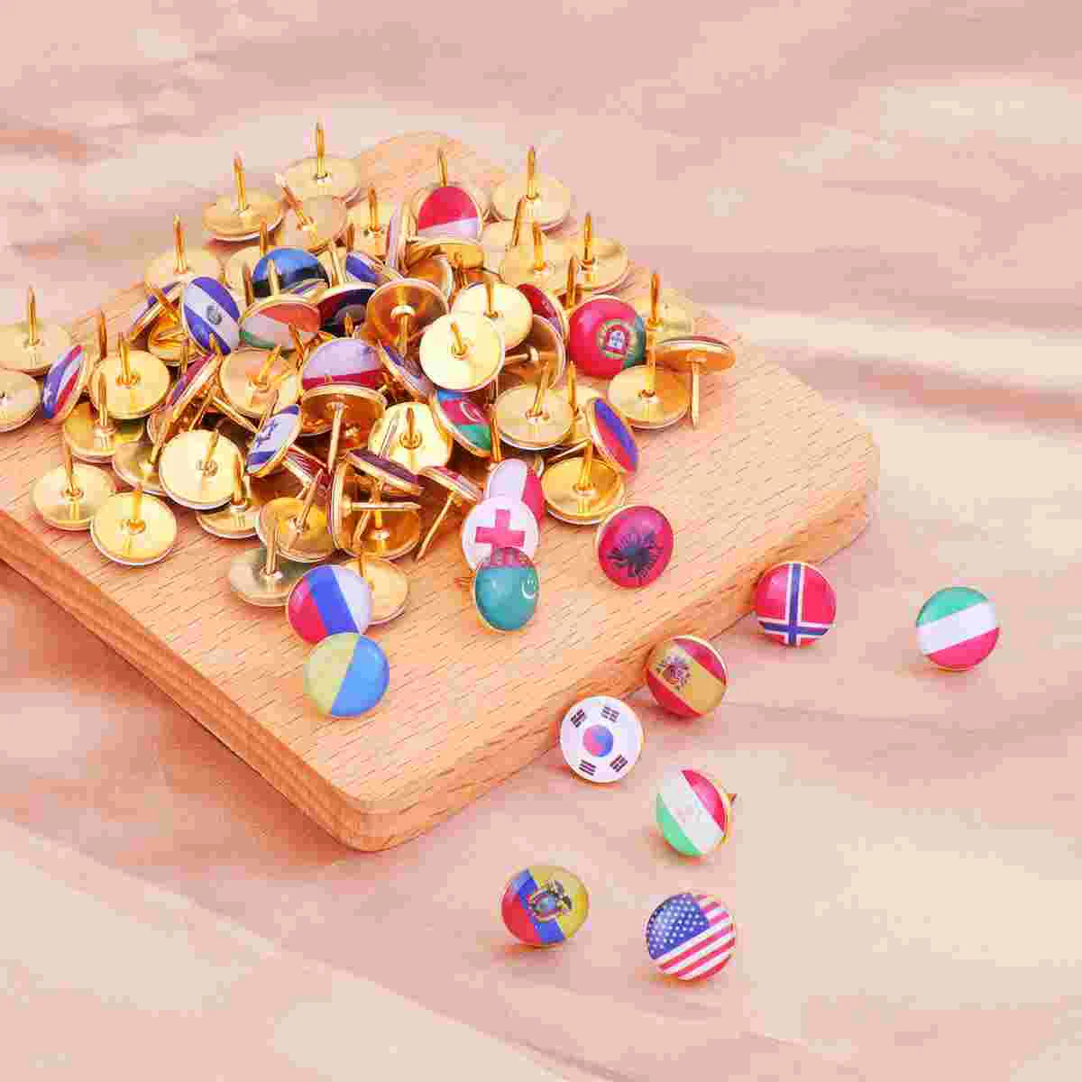 

Push Pin National Pattern Drawing Pin Flag Thumbtacks Small Map World Flag Stationery Supplies for Home Office School