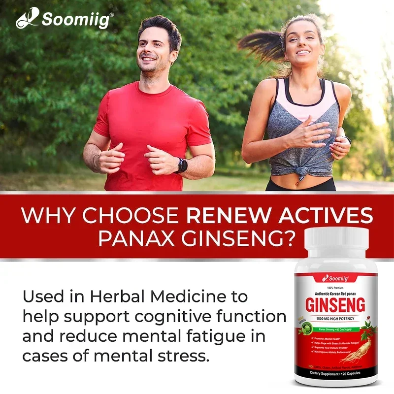 Korean Red Ginseng 1500 mg-Extra Potency, Improves Endurance, Immune Support, Mental Health, Stress Relief