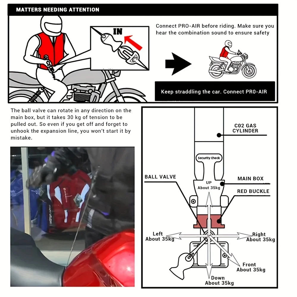 CE 인증 오토바이 에어백 조끼, 레이싱 라이딩 시스템, CO2 실린더 불필요