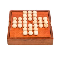 Single Player Chess Wooden Peg Solitaire IQ Logic Challenges Strategy Board Games Adults Kids Party Family Fun Great Idea Gifts 1