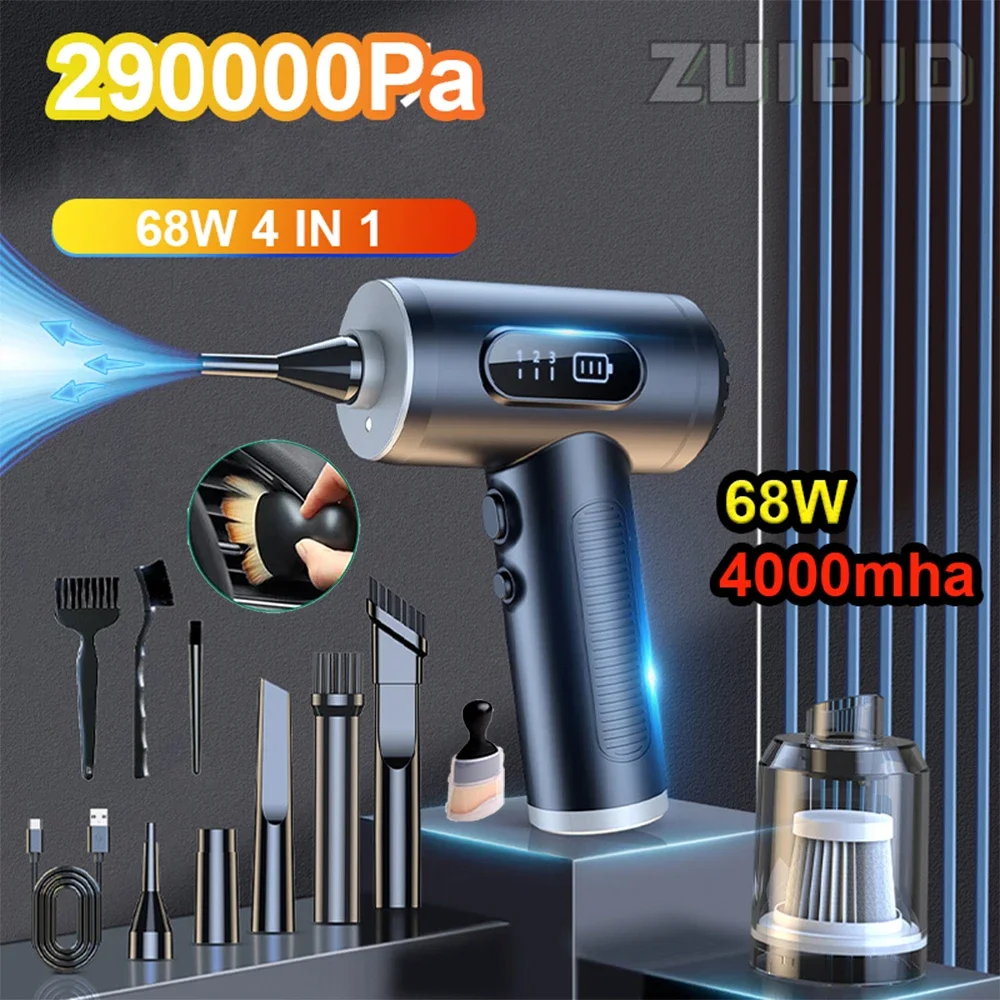 

290000Pa Car Vacuum Cleaner 4000mAh Wireless Strong Suction Mini Blower Handheld Cordless Cleaning Machine Car Accessories 2023
