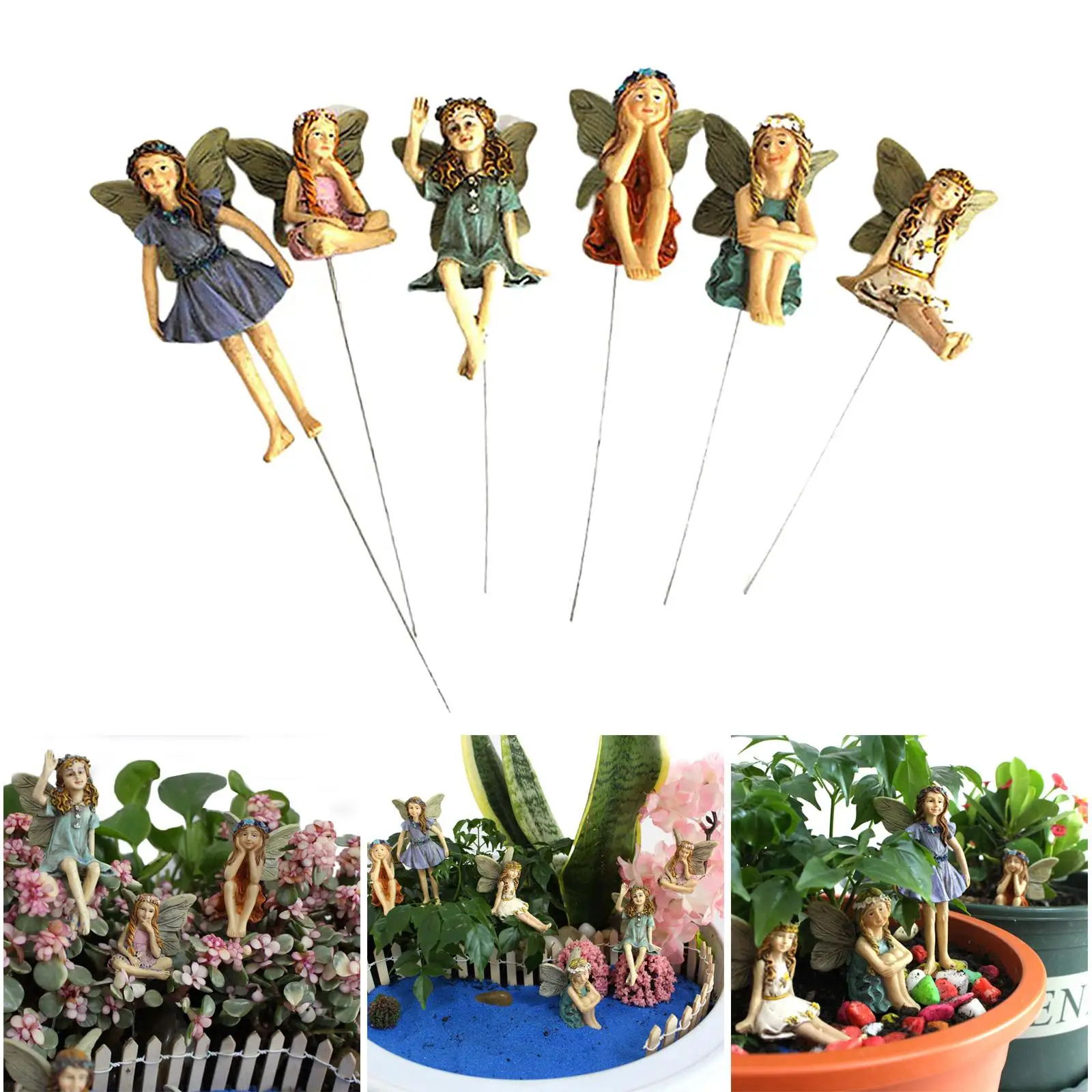 

6pcs Mini Resin Garden Landscape Patio Lawn Ornaments Miniature