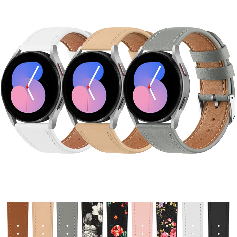 

20mm Leather Strap For Samsung Galaxy Watch 5 Pro 45mm 4 5 40mm 44mm/Watch 4 Classic/Watch 3 41mm Band For Galaxy Active 2 Strap
