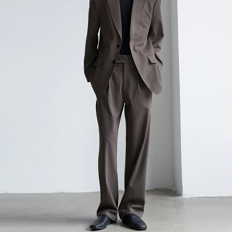 Men's Luxury Draped Baggy Suit Pants Casual Button-down Solid Color Straight Premium Elegant Dress Pants 2024 New 5