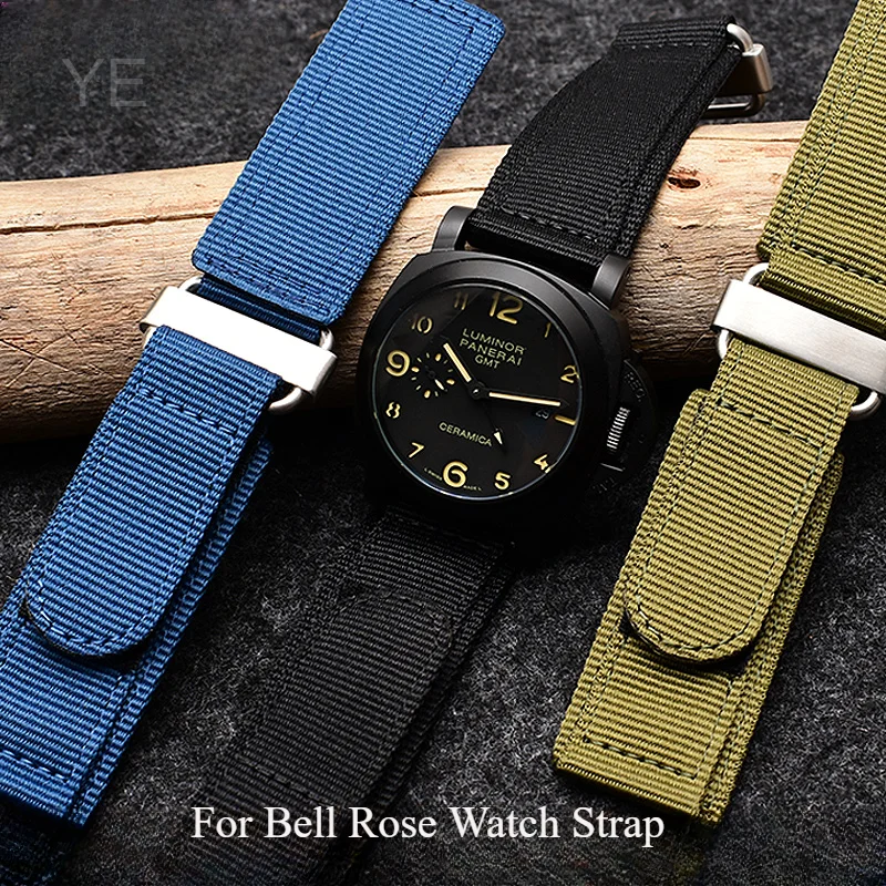 Durable Premium Nylon Hook and Loop Fastener Watch Strap for Outdoor Sports, Canvas Band 22-24 mm