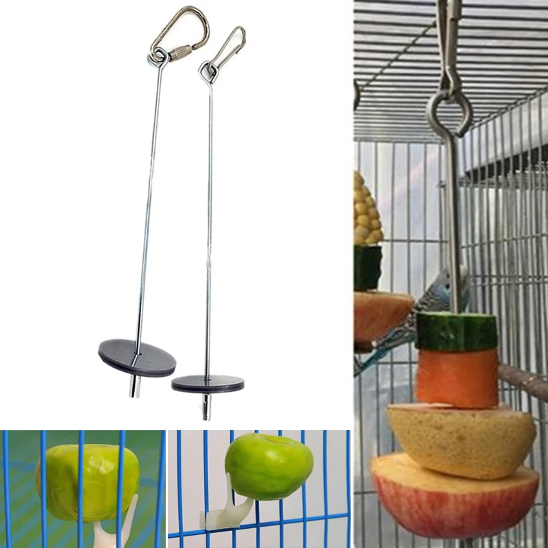 Bird Toy Parrot Skewer Fruit Spear Hanging Holder Feeding Fork Stick