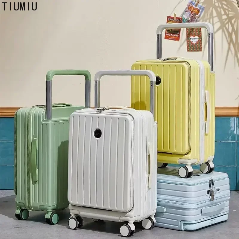 

20 Inch Suitcase with Wheels Travel Bag Cabin Bracket Trolley Box, Password Box Suitcase Wide Handle Luggage Front Opening 손가방