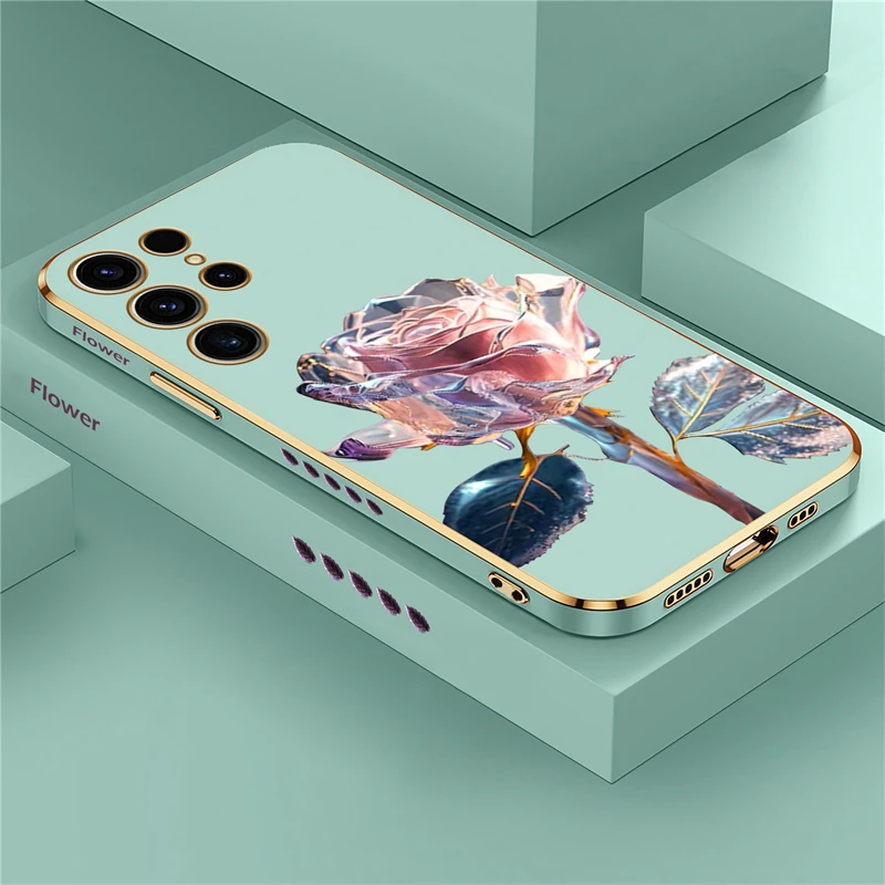 Luxury Rose Flower Silicone Shockproof Phone Case Cover