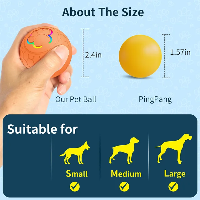 Affiuya E-TPU Smart Jumping Dog Ball - Self-Moving, Bouncing Interactive Toy For Small/Medium/Large Dogs | Rechargeable, Chew-Resistant