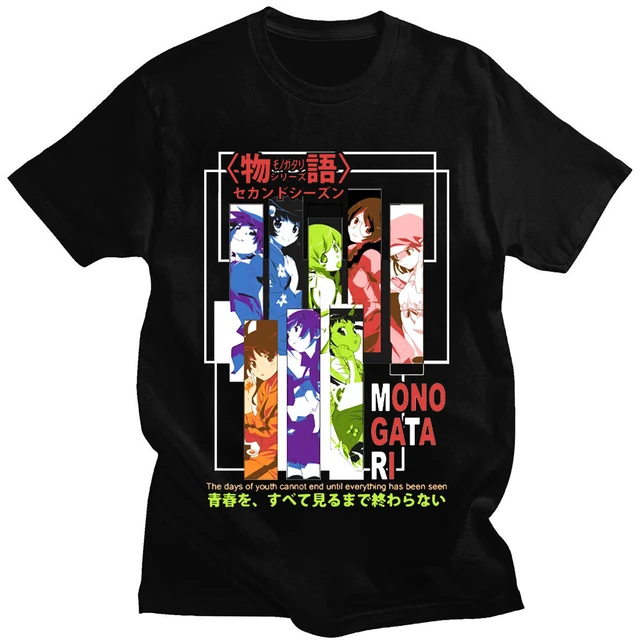 Manga japonesa série Monogatari masculina com estampa gráfica camisetas,  roupas casuais extragrandes, Harajuku Streetwear, verão - AliExpress