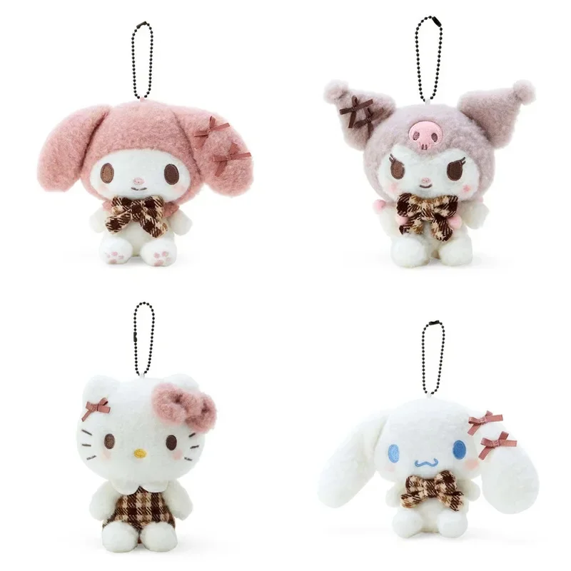 

Sanrio Hello Kitty My Melody Kuromi Mocha Plaid Series Plush Doll Cute Cartoon Backpack Hanger Decoration Children's Toy Gifts