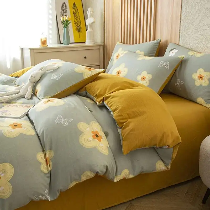 1PC Floral Washed Cotton Duvet Cover - Single/Queen/King Size Housse De Couette 이불커버 Funda Nórdica (No Pillowcase)