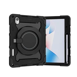 Heavy Duty Shockproof Armor Stand Case with Rotating Handle Grip for Honor Pad GT Pro2024 (Case Only - Black)