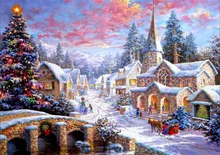  DIY 5D Diamond Painting Villa Winter Landscape Full Diamond Resin Mosaic Landscape Diamond Embroidery Handicraft Home Decor Gift 