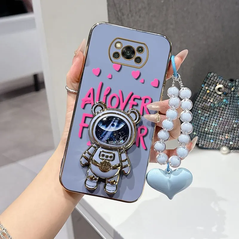 Pink Font Phone Case Set with Bead Lanyard and Stand - 3 Piece Bundle