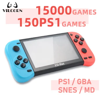 VILCORN X50 MAX Console di gioco portatile per PS1 Giochi retrò Lettore di videogiochi per bambini per console di gioco audio portatile GBA/SNES 1