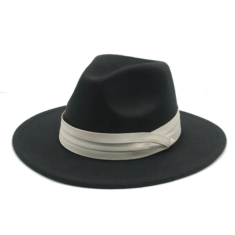 Hats for Women Fedoras Winter Hats Classic Panama Men Wide Brim Felted Hat Church Wedding Felted Band Black Sombreros De Mujer tan fedora hat Fedoras