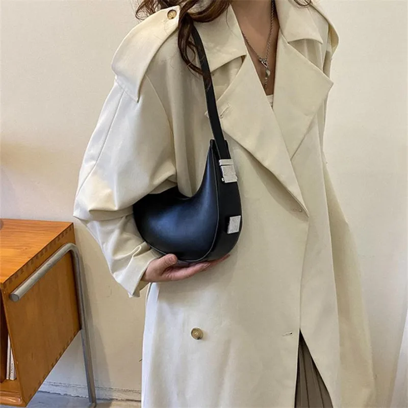 Summer Popular PU Handbag, Fashion Versatile High-end Texture Single Tote Shoulder Bag, Half Moon Armpit Bag,Ideal for Daily Use