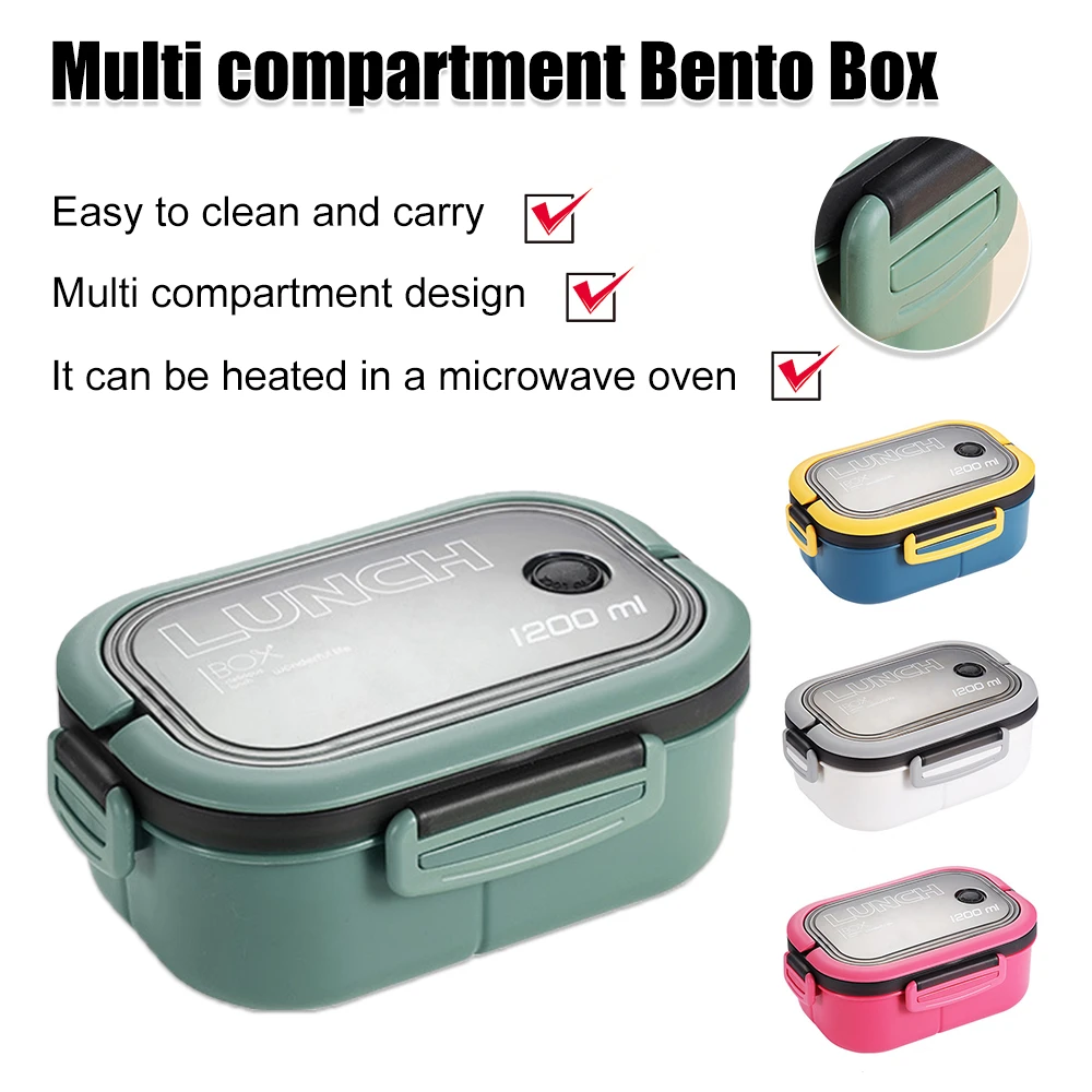 Portable Hermetic Lunch Box 2 Layer Grid Student Office Worker