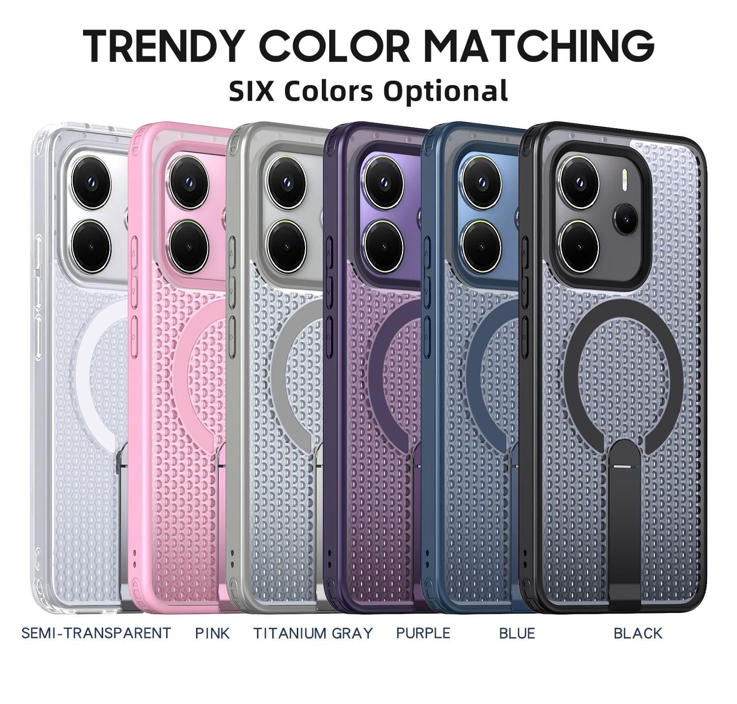 Magnetic Armor Case with Cooling Design and Metal Bracket