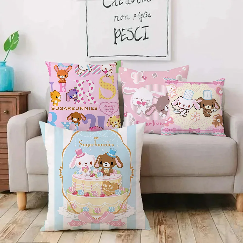 S_Sugarbunnies Anime Pillow Covers Cartoon Sofa Decorative Home Double-sided Printing Short Plush Cute Cushion Cover 2